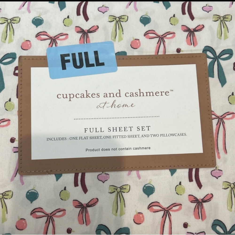 Cupcakes and Cashmere Christmas Holiday Colorful Bows Sheet Set - Full